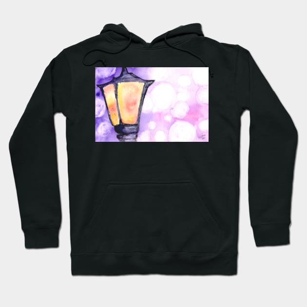 Watercolor lamp Post Street Light Bokeh Hoodie by kristinedesigns